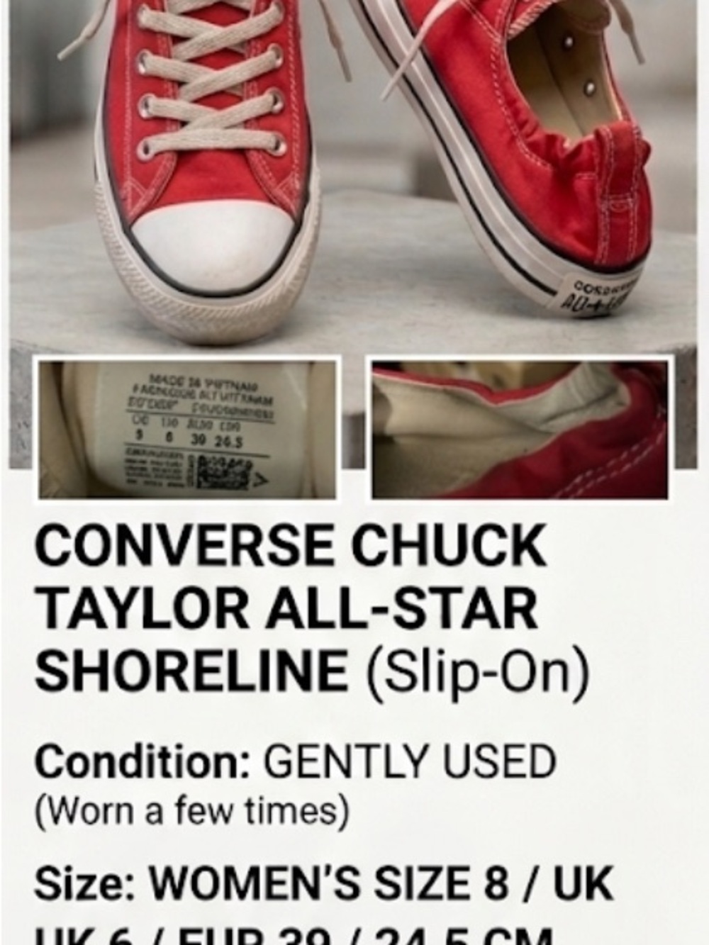 Converse women’s Red Canvas Slip-On Sneakers